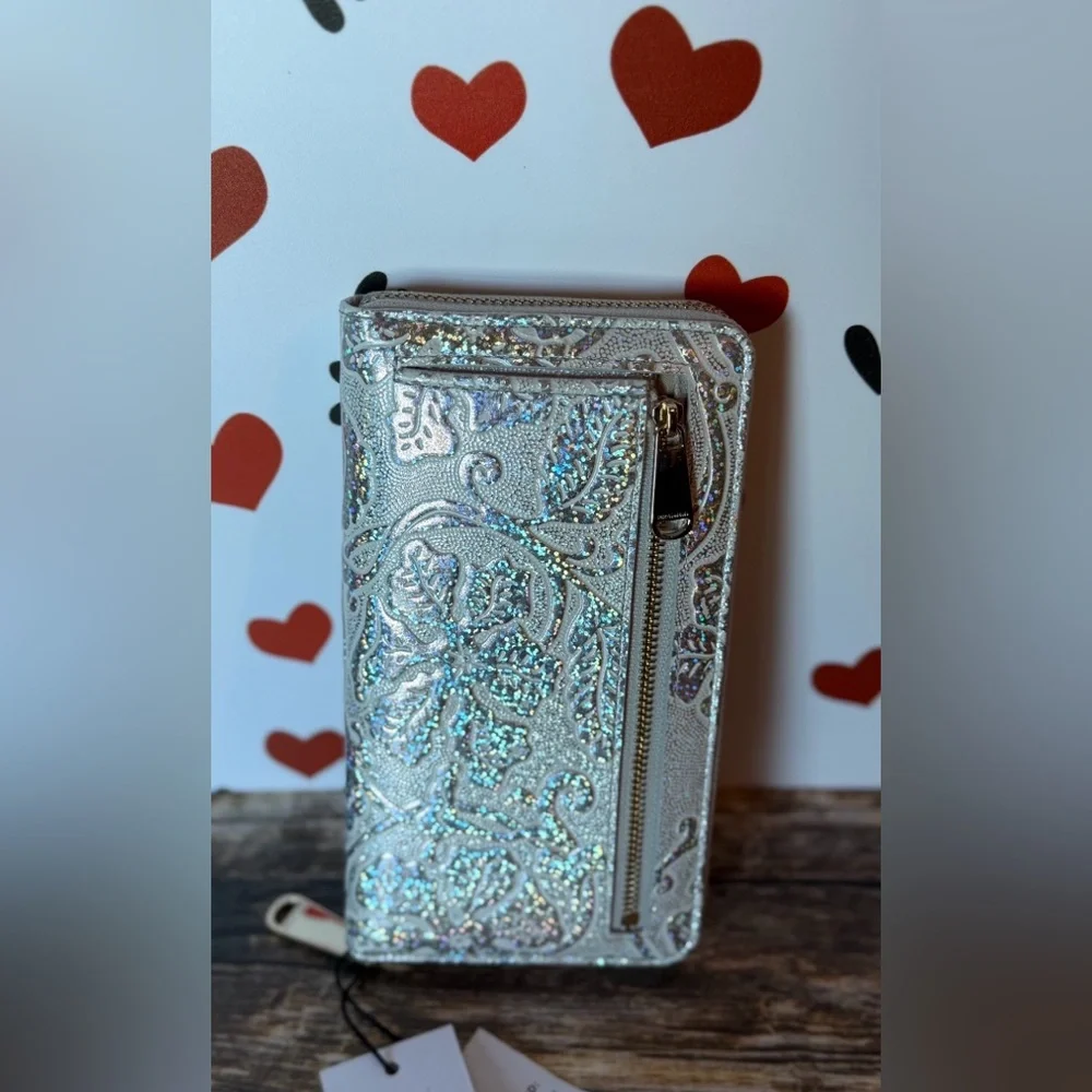 Brahmin Chrome Estonia SURI Wallet Holographic Silver Chrome Sparkle NWT FIRM - Picture 4 of 11